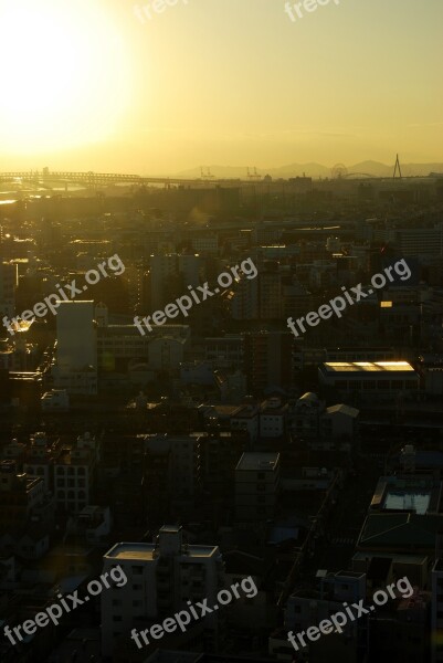 Osaka Evening View City Evening Sunset