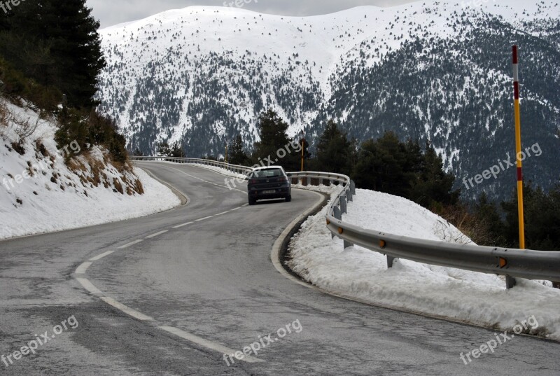 Road Snow Curve Chains Nevada