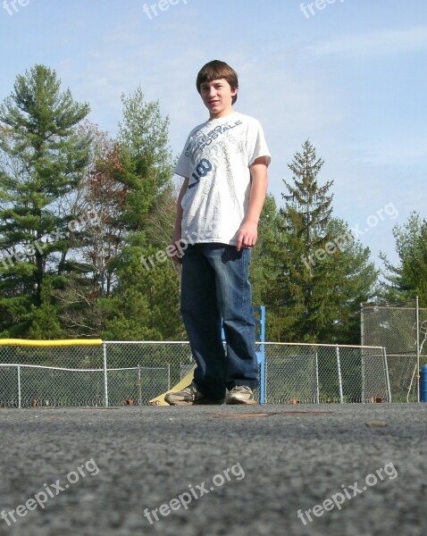 Boy Standing Park Young Teen