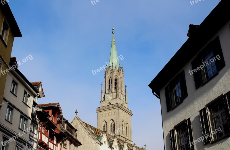 City Historic Center Houses Steeple Basilica