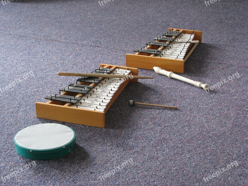 Flute Xylophone Drumsticks Tambourine Drum