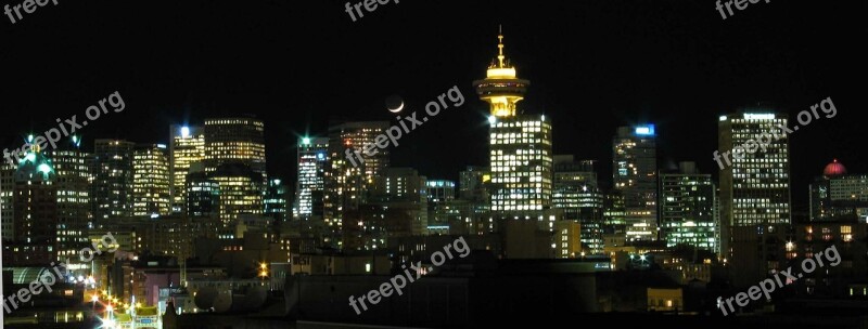 Vancouver Night Skyline Canada Building