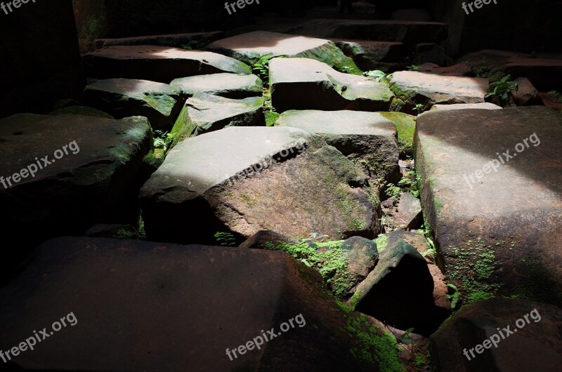 Stone Shadow Rock Moss Old