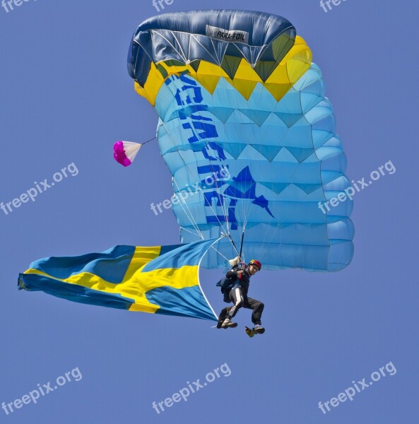 Parachute Flag Swedish Flag Sweden Skydivers