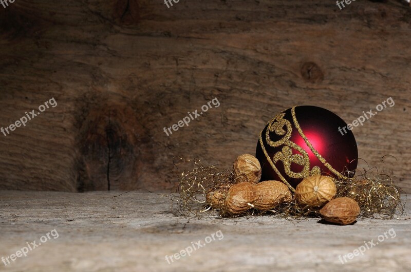 Christmas Ornament Peanuts Nuts Wood Deco