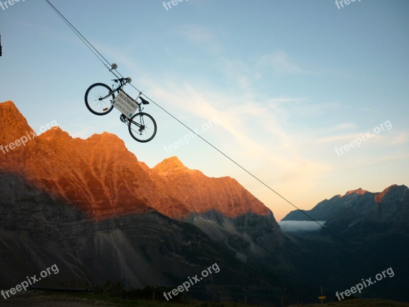 Mountain Bike Alpenglühen Sunrise Mountain Summit Screen Background