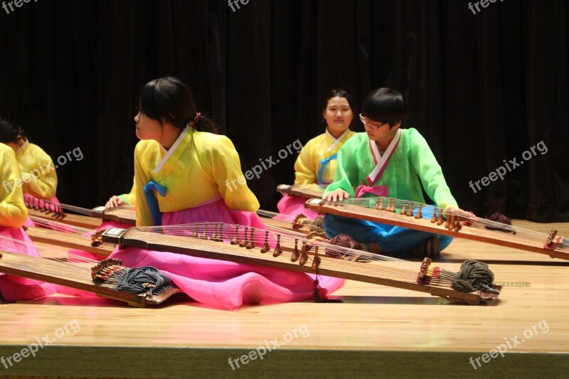 Korean Music Hanbok Musicians Stage