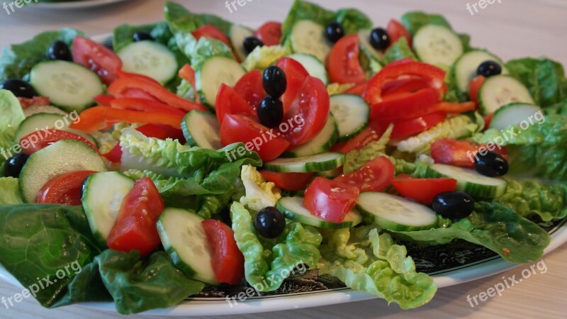 Salad Salad Plate Leaf Lettuce Green Cucumber