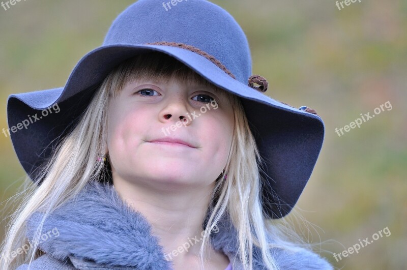 Girl Child Face Blond Hat