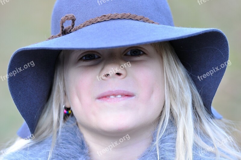 Child Girl Hat Blond Face