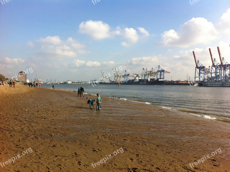 Port Hamburg Elbe Beach Free Photos