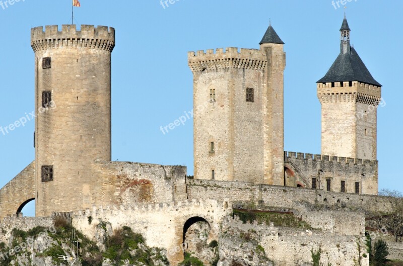 Castle Medieval Medieval Castle Stone Wall Foix Castle