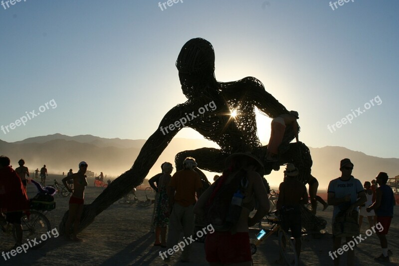 Sculpture Burning Man Crude Awakening Star Heart Giant