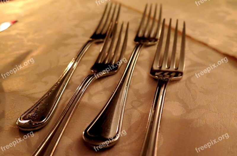 Forks Cutlery Kitchen Cutlery Silver Gedeckter Table