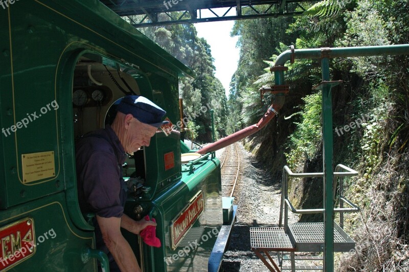 Train Steam Locomotive Water Stop West Coast Wilderness Railway Tasmania