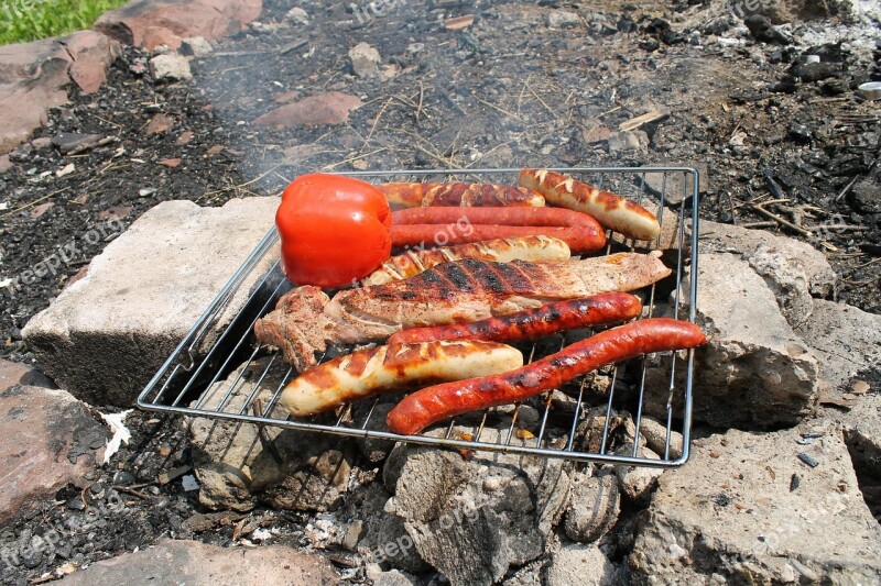 Barbecue Campfire Meat Fire Burn