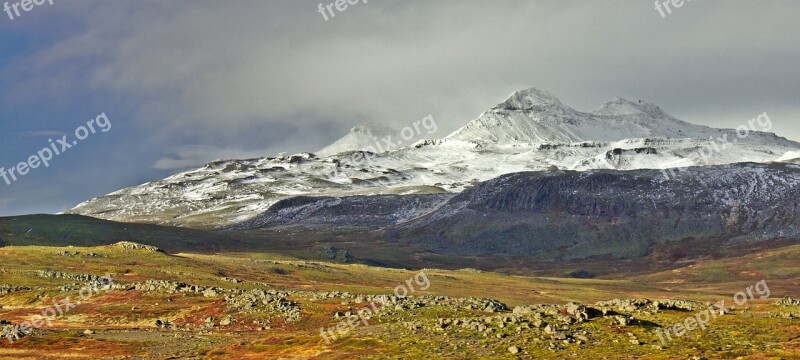 Mountains Snowy Iceland Landscape Nature