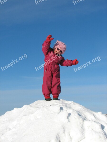 Child Winter Snow Blue White