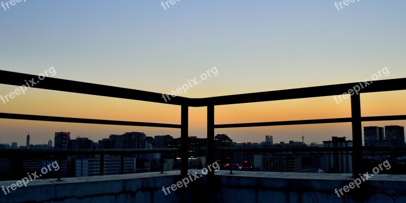 Beijing City Sunset The Scenery Roof