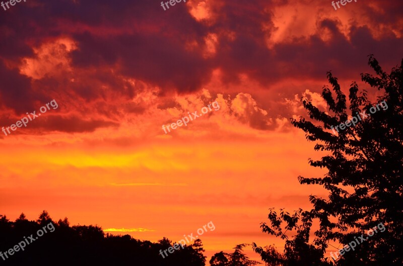 Sunset Afterglow Abendstimmung Red Clouds