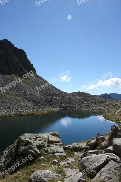 Mountain Lake Alps Hiking Summer Panorama