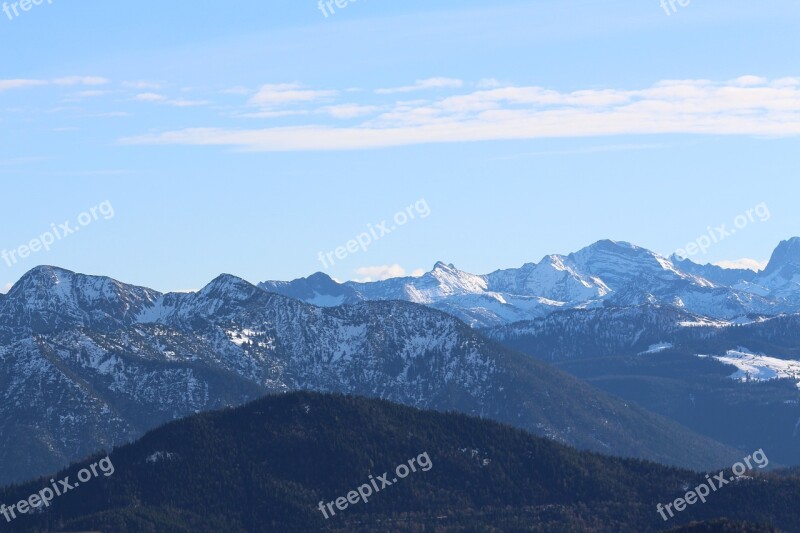 Mountains Snow Solid Alpine Clouds