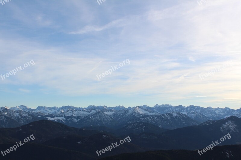 Mountains Panorama Alpine Snow Clouds