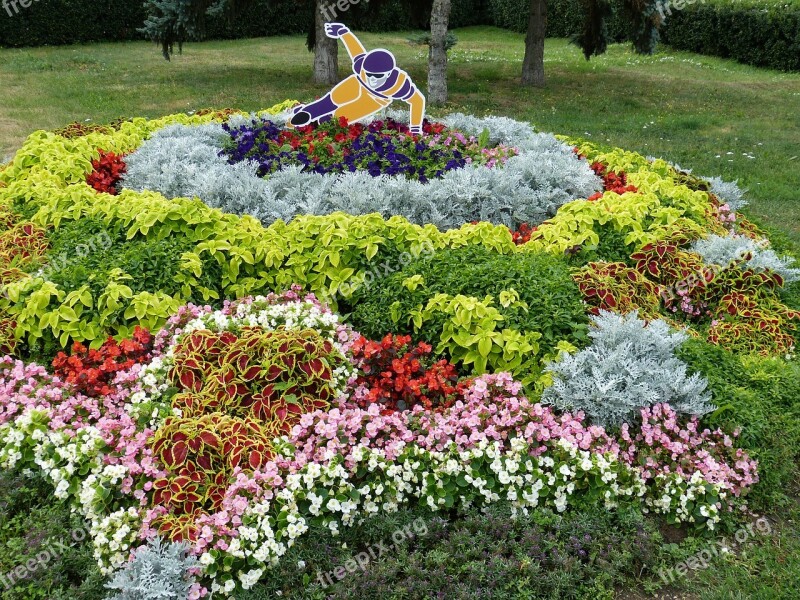 Statue Park Garden Flowers Image