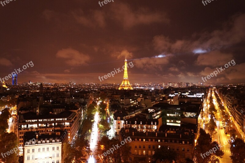 Paris Eiffel Tower City Night Capital