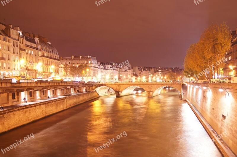 Paris Seine River Bridges City