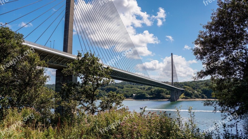 Bridge Sky Suspension Suspension Bridge River