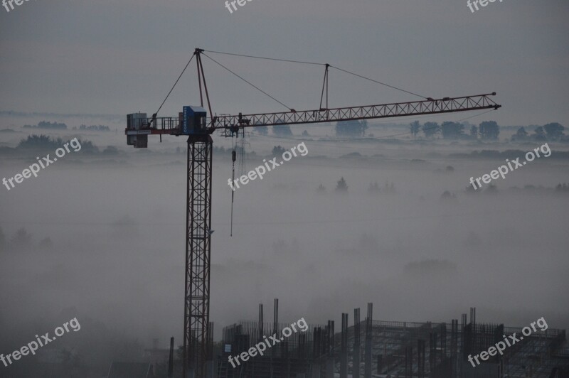 Crane Building The Lift The Fog Free Photos