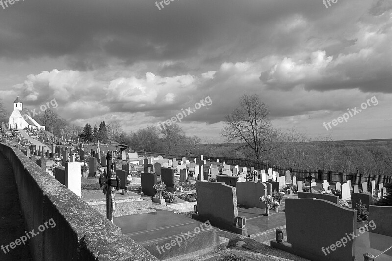 Cemetery Graves Grave Stones Atmosphere Chapel