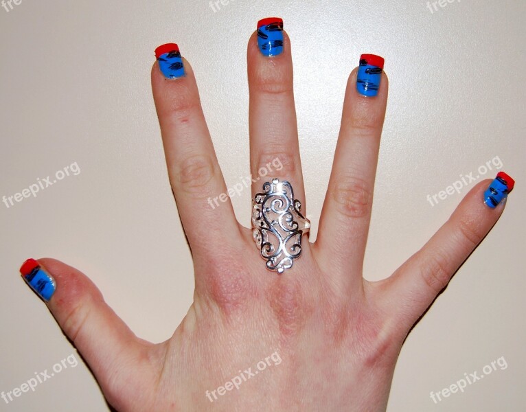 Nails Colorful Hand Ring Finger