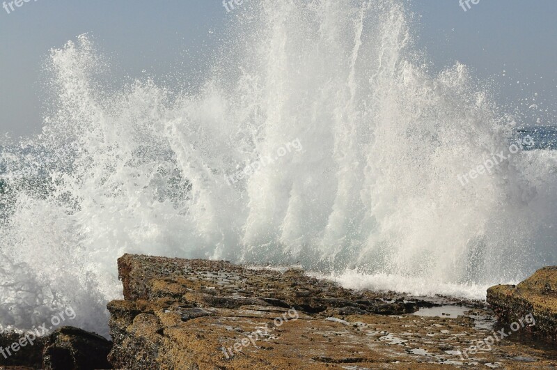 Surf Ocean Wave Rocky Coast Sea