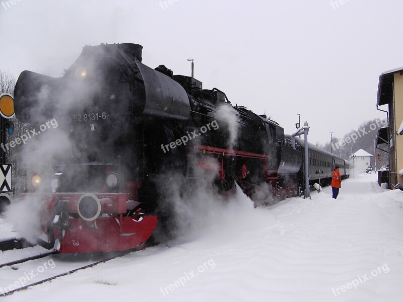 Railway Steam Locomotive Steam Smoke Winter