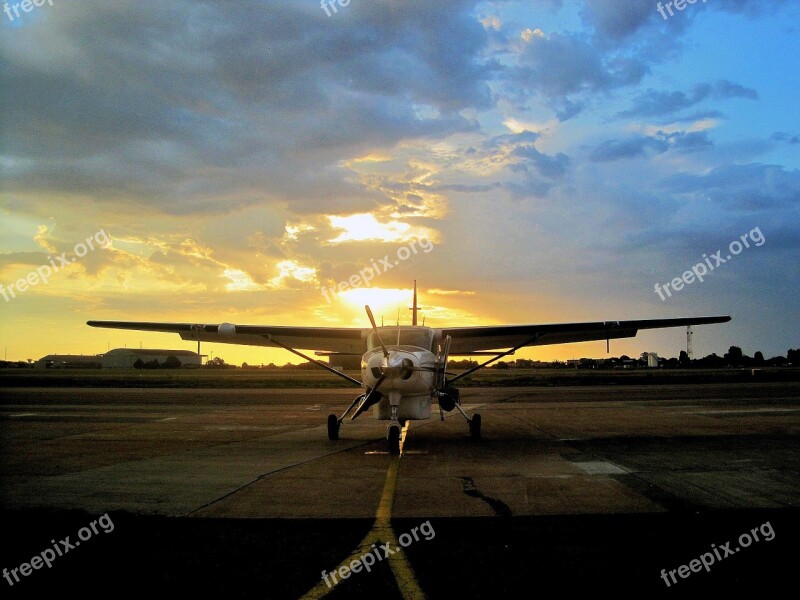 Aircraft Sunset Air Base Tarmac Asphalt