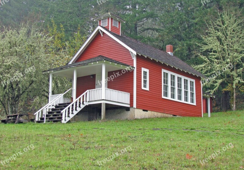 School Schoolhouse Red Old Oregon