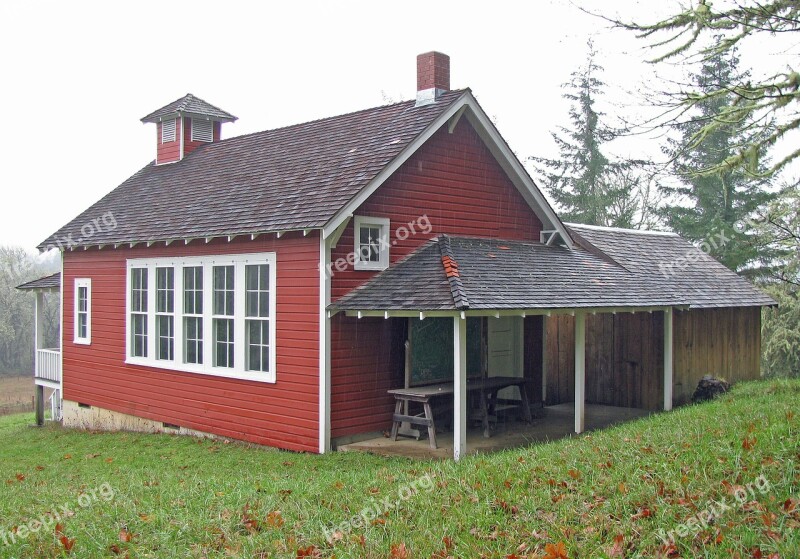 School Schoolhouse Red Old Oregon