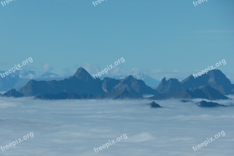 Mountains Summit Sea Of Fog Foothills Of The Alps Fog