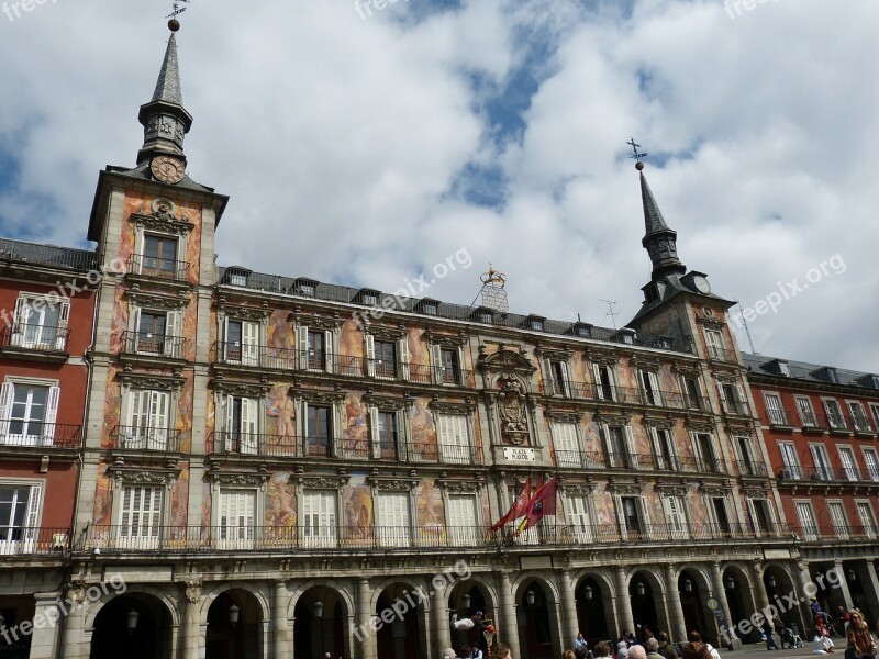 Plaza Mayor Madrid Spain Space Town Hall