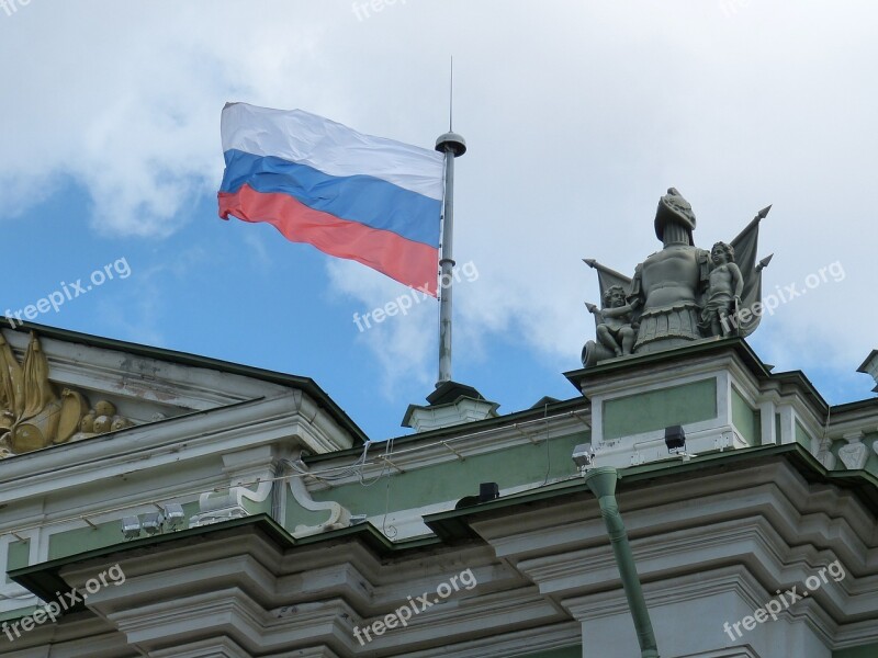 Flag Russia St Petersburg Building Erimitage