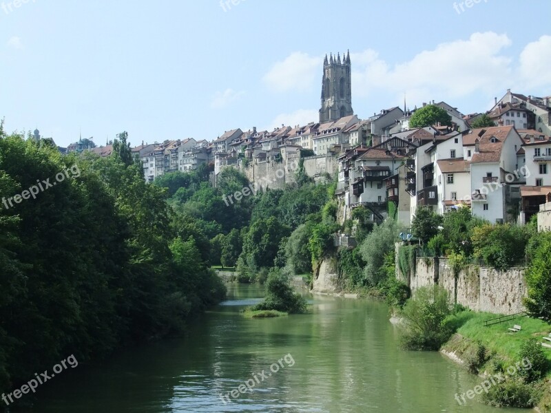 Fribourg Switzerland Cathedral City Summer