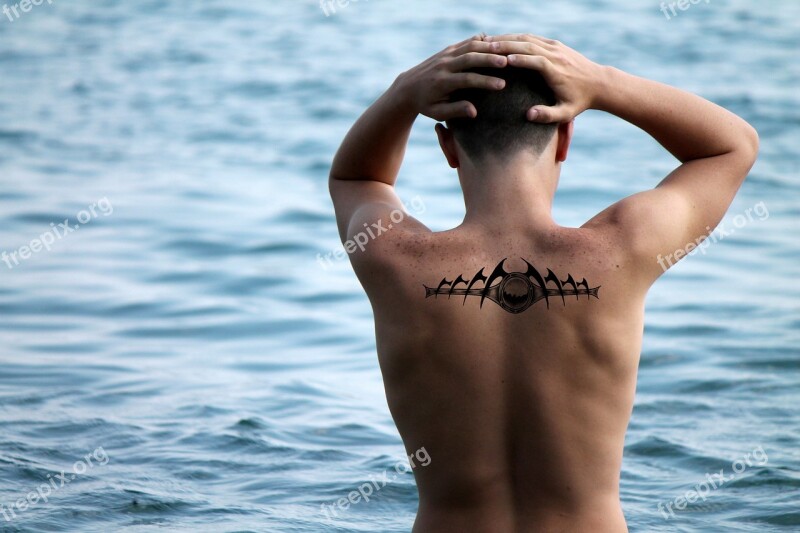 Man Move Tattoo Distant Water