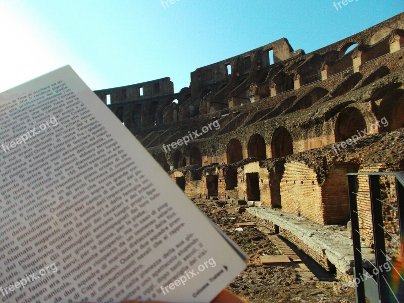 Colosseum Open Book Book Rome Culture