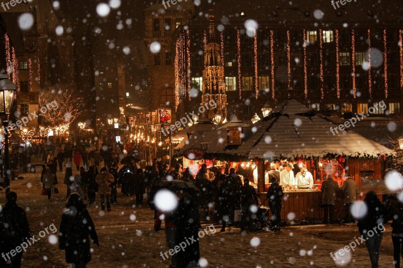 Christmas Market Snow Winter Christmas Nuremberg