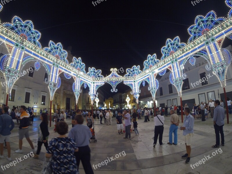 Puglia Lights Italy Town Square Architecture