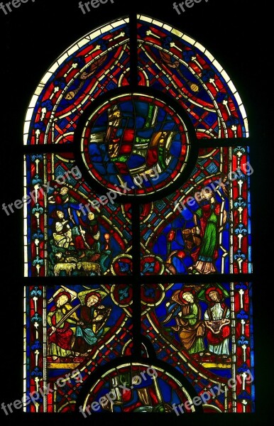 Stained Glass Window Gothic Church Varennes-jarcy