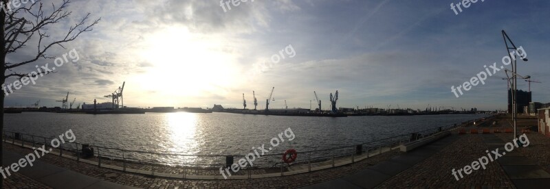 Hamburg Port Winter Germany Elbe