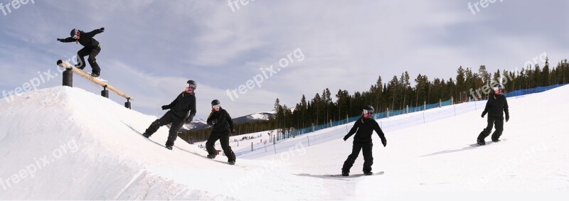 Snowboarding Sequence Rail Free Photos